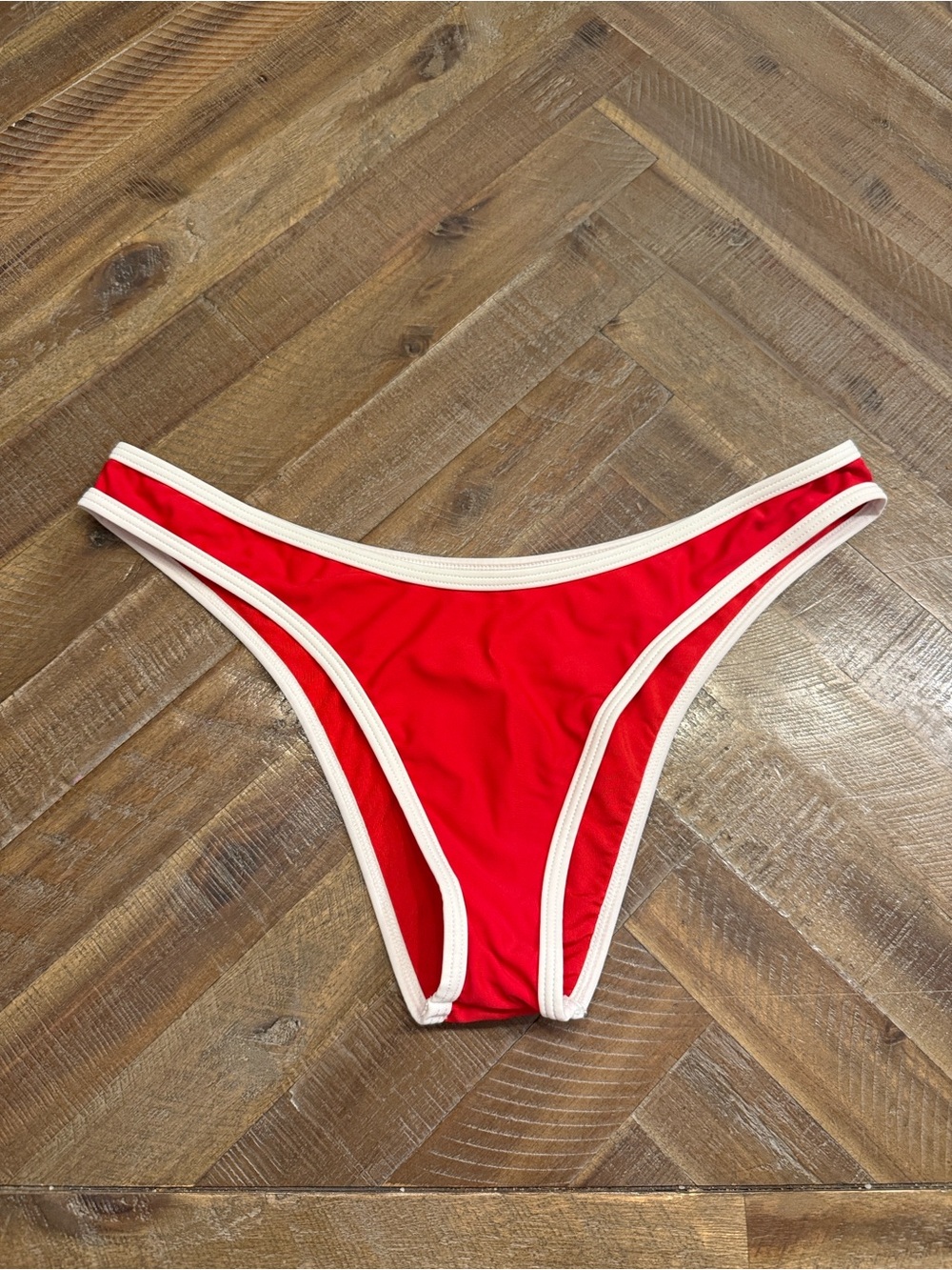 Women’s Red Bikini Bottom with white Trim